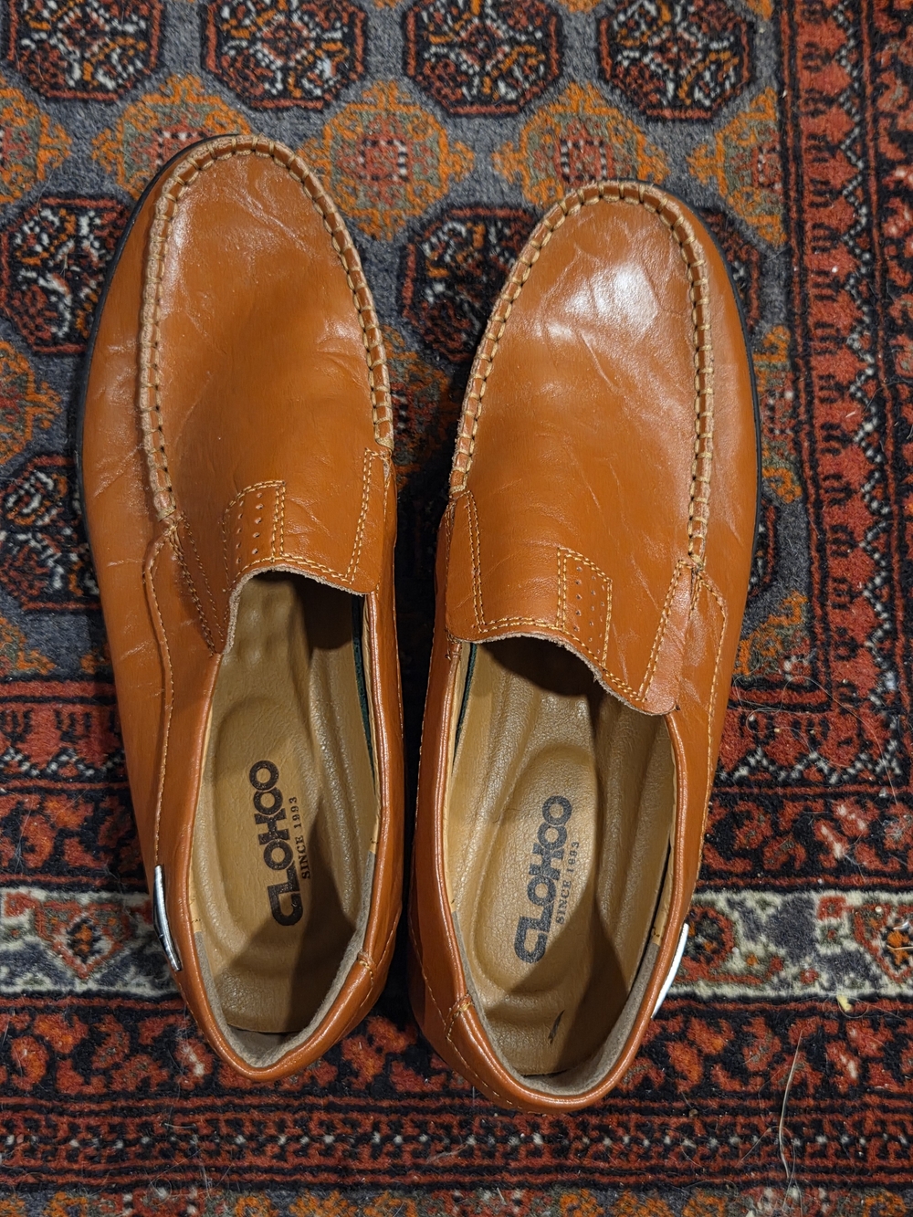 Clohoo Tan Leather Slip-On Loafers
